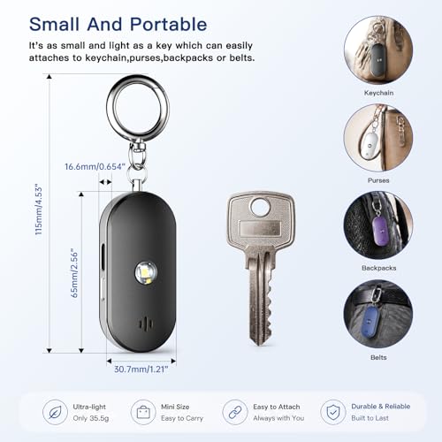 Personal Safety Alarm for Women, 130dB Keychain Alarm, Black - color: Black
