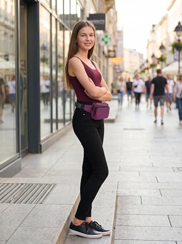 Fanny Pack Nylon Mini Belt Bag Everywhere Belt Bag for Women Water Repellent Waist Packs Crossbody Bags with Adjustable Strap - color: Purple