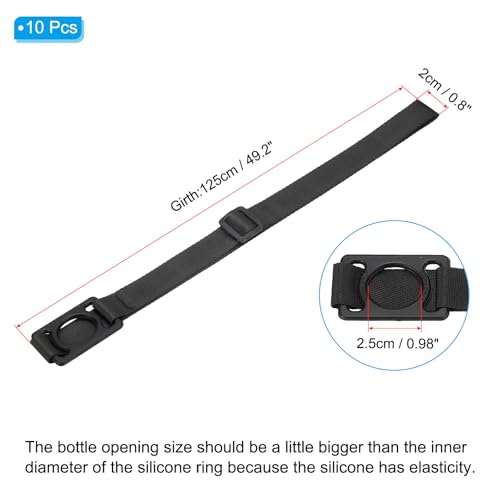 PATIKIL Water Bottle Lanyard, Adjustable Holder Shoulder Strap with Ring Buckle Carrier Clips for Walk Outdoor - color: Black