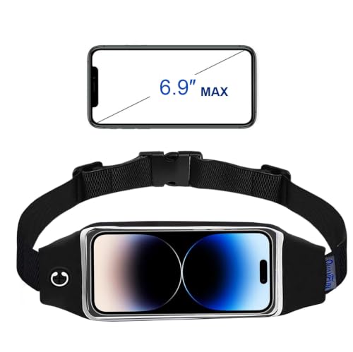 Running Belt,Fanny Pack Fits Phones UP to 6.5" for Women Men,Black and Pink - color: Black