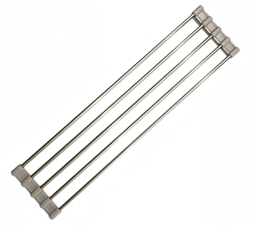Ahyuan Roll up Dish Drying Rack Over The Sink Kitchen Roll up Sink Drying Rack Portable Dish Drainer Foldable Dish Drying Rack (Warm Gray, 17.8''X3.7'') - color: Warm Gray, size: Rectangle 17.8 inches x 3.7 inches