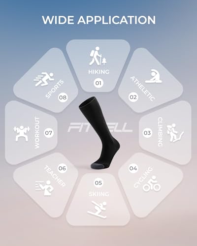 FITRELL 15-20mmHg Compression Socks for Women & Men 4 Pairs - color: Black*4, size: Small-Medium