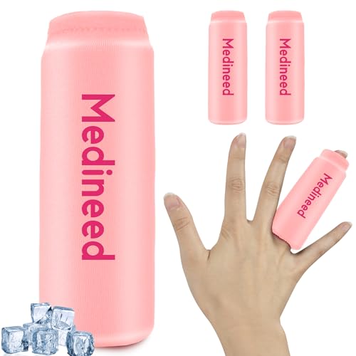 Medineed 2PCS Finger Gel Ice Pack Sleeves, Cold Therapy for Injuries, Pink - color: Pink