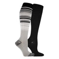 Dr. Scholl's Women's Graduated Compression Knee High Socks - color: Black Solid/Gray Stripe (2 Pairs), size: 4-10