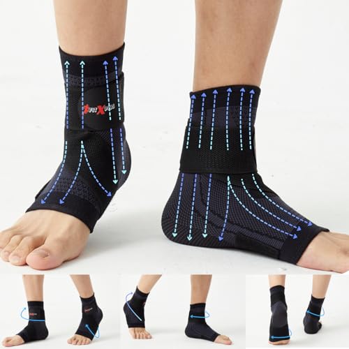 FIT-X-PLUS Large Ankle Brace for Men & Women (Pair) – Compression Ankle Support Sleeve for Sports, Running, Gym, Walking, Workout, Basketball & Daily Activities, Black - size: Large