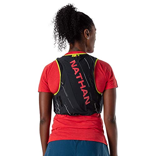 Nathan Pinnacle Hydration Running Vest Backpack for Trail Running & Marathon with Soft Flasks, Lightweight Water-Resistant Race Vest - color: Black / Hibiscus, size: Small