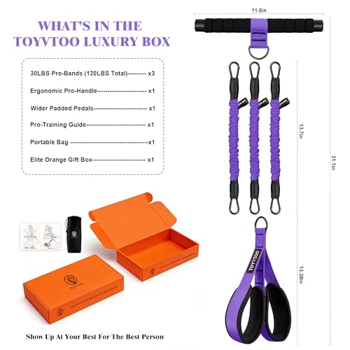 3-Tube Pedal Resistance Band w/Handles, 30/40LBS Sit Workout Gear - color: purple, size: 30lbs