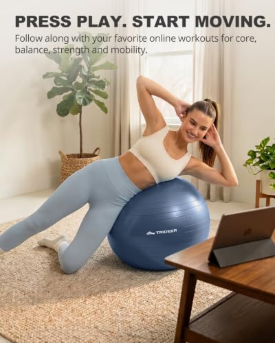 Trideer Yoga Ball for Exercise, Pregnancy, Exercise Ball, Pump Included - color: Navy Blue, size: L(23-26ines/58-65cm)