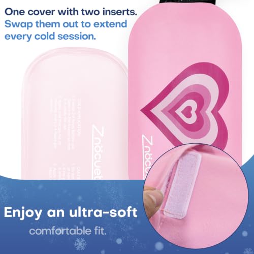 Gel Ice Packs for Injuries Reusable 2 Packs Hot Cold Gel Wrap with Strap - color: Pink-2 Pack-medium