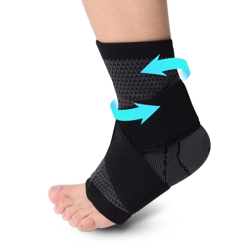 Consss Ankle Brace, Achilles & Plantar Fasciitis Relief Compression Sleeve, Foot Brace with Ankle Support Strap for Women and Men, Heel Protector Wrap for Pain, Tendonitis & Sprain XXL - size: One Size
