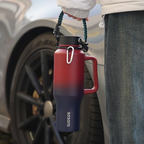 BJPKPK 35oz Insulated Water Bottle with Straw Lid, Stainless Steel Bottle - color: Charming Red, style: 35oz