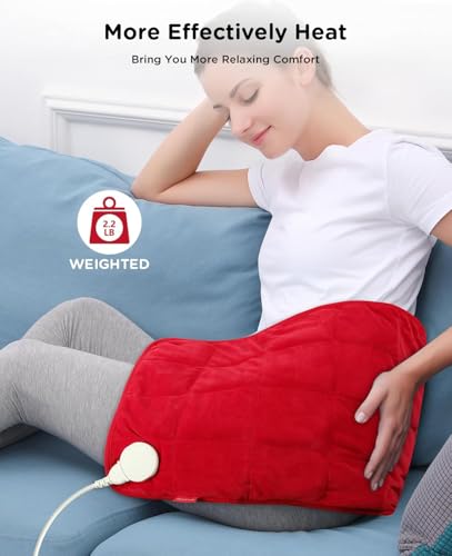 Comfytemp Weighted Heating Pad for Period & Back, FSA XL Heat Pad, 12"x24" - color: Red