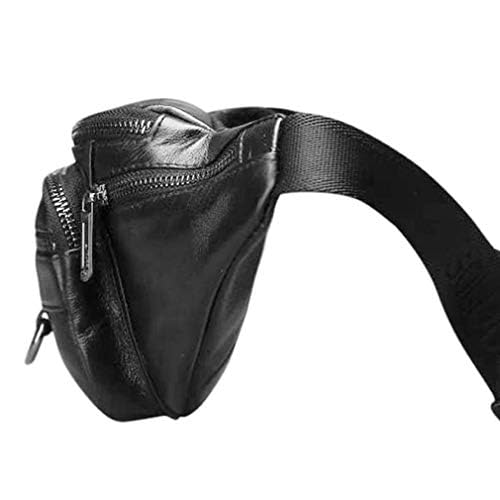 Leather Fanny Pack Waist Bag for Men Women Outdoor Travel Hiking Camping Walking Running Hip Bum Belt Slim Cell Phone Purse Wallet Pouch (#03Black) - color: #03Black
