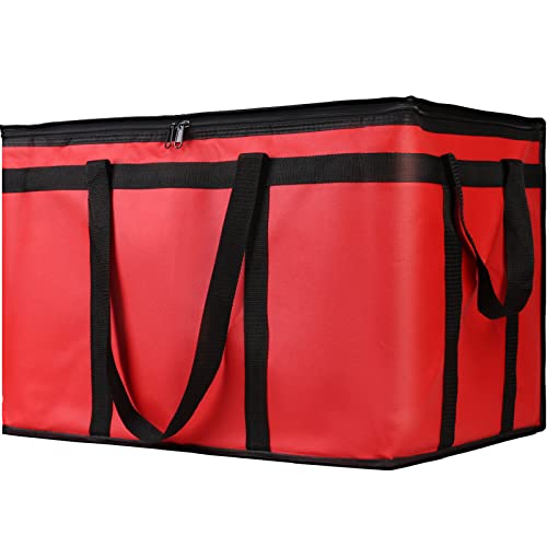 1PK Insulated Food Delivery Bag, 3X-Large Reusable Grocery Bags, Red - color: Red, size: 22 x 14 x 13 inches