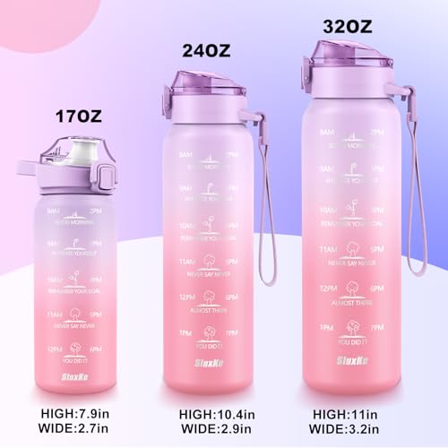 SLUXKE 24oz Insulated Water Bottle 18/10 Stainless Steel with 2Lids(Straw Lid& Spout Lids), 700ml Double Wall Vacuum Water Bottle with Handle Keep Cold and Hot for Men, Women & Kids PURPLE PINK - color: PURPLE PINK, size: 24 Ounces