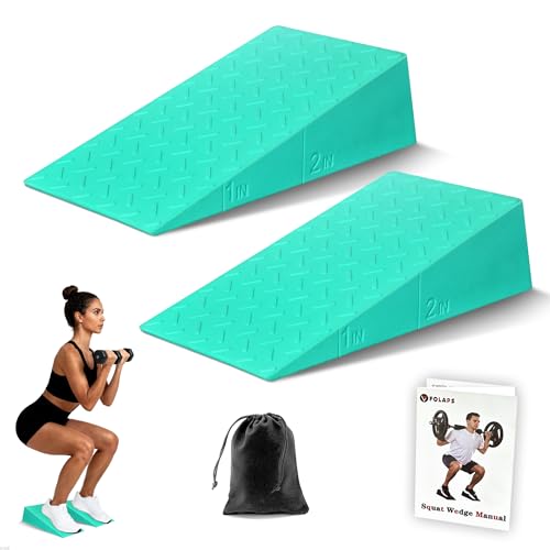 Squat Wedge Block For Deeper Squat: 2200LBS Capacity with Guide & Carry Bag - color: Mint Green
