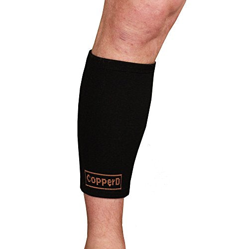 BambooMN Copper D Compression Calf Sleeve - color: Black 10 Pack, size: Large - Extra Large