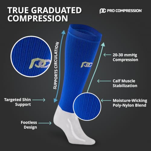 PRO Compression Marathon Calf Sleeve, Royal Blue, Small/Medium (1-Pack) - color: Royal Blue, size: Small/Medium
