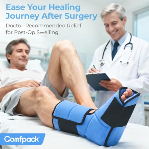 Comfpack Ankle Foot Ice Pack Wrap for Pain Relief with Segmented Design & Shin Splint Relief with Compression & Ice Pack for Injury Reusable Leg Ice Pack Wrap Around Calf