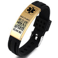 Medical Bracelets for Men Women with QR Code Medical Alert ID Bracelets - color: Champagne Gold Black