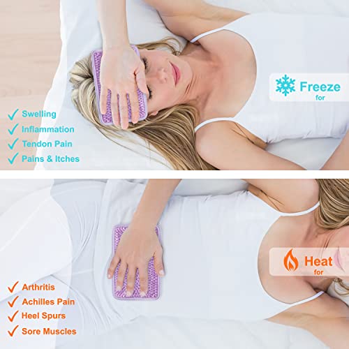 Gel Ice Pack for Injuries Ice Bag with Strap-2 Pack Reusable Hot Cold Pack - color: Purple-2 Pack