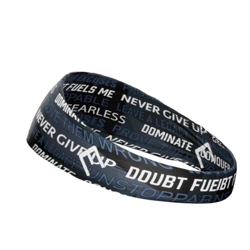 40+ Designs! Unisex Headband/Sweatband. Best for Sports, Fitness, Working Out, Yoga. Tapered Design - color: Dark Motivational