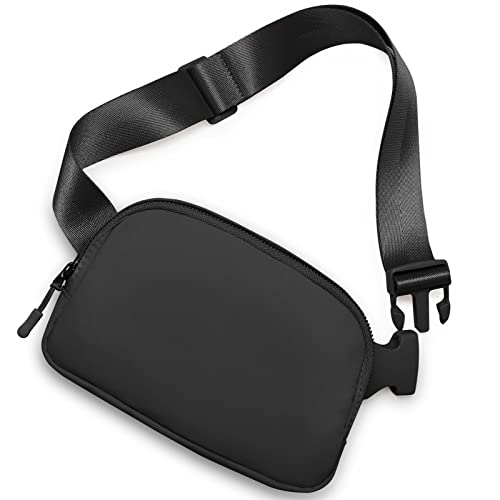 Amazerbst Belt Bag, Fanny Pack, Everywhere Belt Bag,40 Inch Adjustable Strap, for Women and Men,Waterproof - color: Black