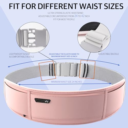 Running Belt for Phone – Adjustable Running Waist Pack with 3 Pockets Fits Up to 7.2 Inch Phones, Slim Running Fanny Pack for Men & Women Jogging Hiking Fitness (Pink) - color: Pink