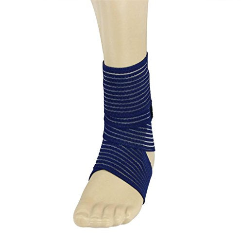 BXT Elastic Breathable Wrap Ankle Support Brace Compression Knee Elbow Wrist Ankle Hand Support Wrap Sports Bandage Strap with Hook & Loop Fastener Straps(A PIECE) - color: Blue, 27.5 inch