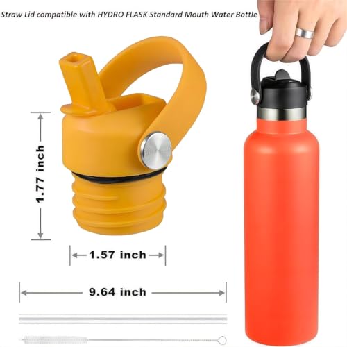Starfish Straw Lid for Hydro Flask Standard Mouth 18 21 24 oz, Replacement Sport Cap with Handle, BPA-Free Straw Lid with 2 Straws + Brush, for Home Beach Park Picnic Leisure - color: Starfish