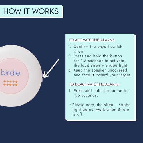 She's Birdie - The Original Personal Safety Alarm Disc for Bikes, Hikes, and Late Nights - Loud Siren, LED Light for Extra Visibility, Rechargeable, Handsfree, Lightweight, Water Resistant (Blossom) - color: Blossom