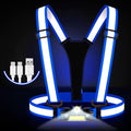 Running Lights for Runners,90°Adjustable LED Reflective Vest Running Gear,Rechargeable Chest Light Up Running Vest Night Walking Safety Gear for Night Walking/Cycling/Jogging - color: Blue