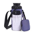 Water Bottle Holder with Strap Fits 16-24oz Bottle, Water Bottle Carrier with Earphone Bag, Hands-Free Crossbody Bottle Bag for Dog Walking, Travel, Hiking & Everyday Use - color: Purple