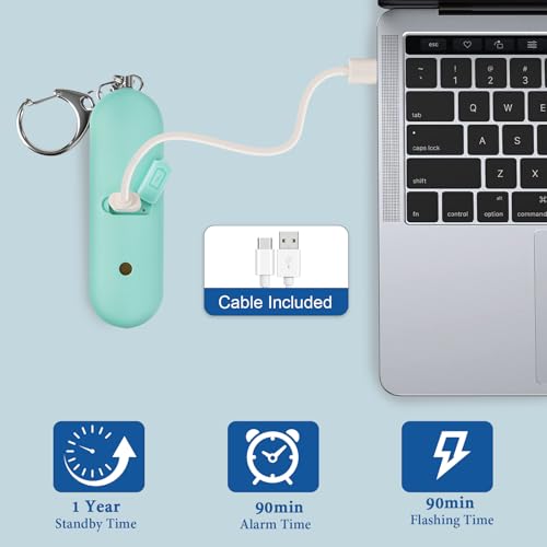 Personal Safety Alarm - Waterproof Rechargeable Security Alarm - 140dB Extra Loud Siren & Strobe Light - Self Defense Keychain - Gift for Women, Teenagers, College Girls, Seniors (Aqua) - color: New Aqua