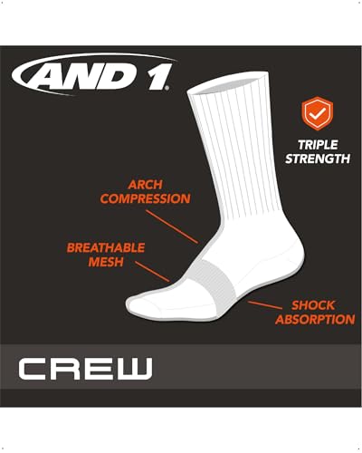 AND1 Mens Athletic Crew Socks 24 Pack Cushioned Comfort Socks - color: White Camo