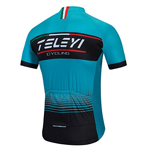 Cycling Jersey Men Bike Short Sleeve with 3 Rear Pockets,Reflective Breathable,Quick Dry,Bicycle Shirt S-3XL - color: 1cc6480, size: 3X-Large