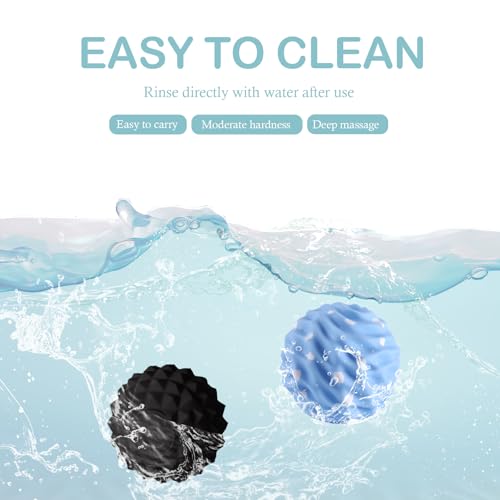 Silicone Massage Ball Set, 2 Pack Textured Fascia Balls, Mesh Bag - style: Deep-Tissue Spiky & Wave-Texture Set