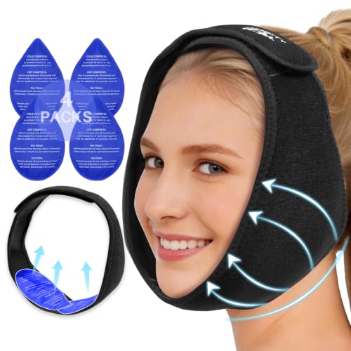 Wisdom Teeth Ice Pack Head Wrap for Pain Relief - Cold Hot Therapy for Face - color: Black
