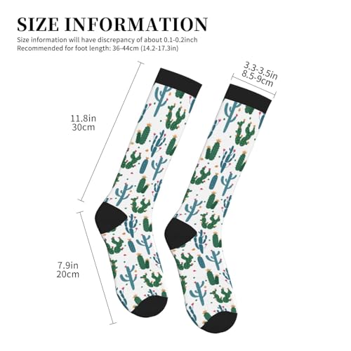 Crazy Fun Compression Socks, Unisex Knee High Support Socks - color: Cactus