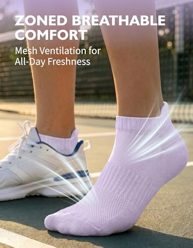 CLOSEMATE Mens Athletic Ankle Socks Cushioned Cotton 7 Pairs - color: 2lightblue2green2purple, size: 7-9