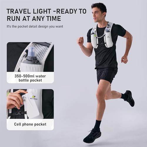 N NEVO RHINO Running Vest with 1.5L Water Bladder, Hydration Vest Pack - color: White