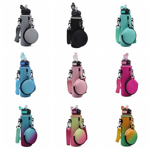 Water Bottle Bag with Headphone Bag Handheld Portable Insulated Water Cup Cover Colorful Earphone Pouch Sports Water Bottle Sleeve Cup
