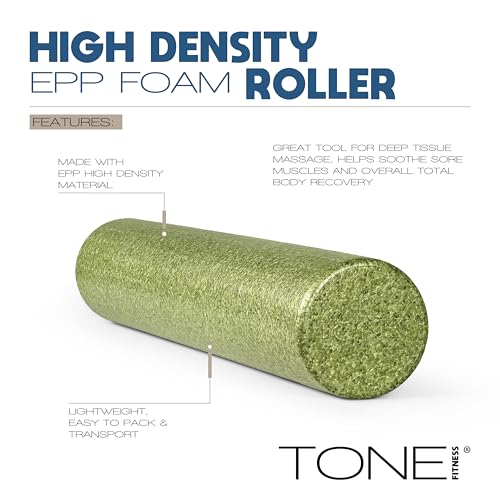 TONE Fitness Firm High-Density Foam Roller for Exercise, Massage & Recovery - color: Black, size: 36 Inch