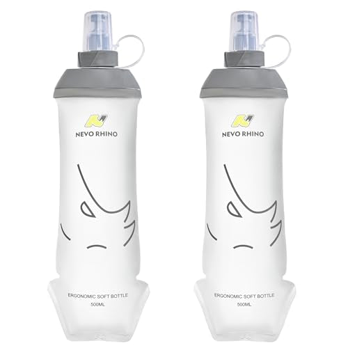 N NEVO RHINO Soft Flask 17oz/500ml, 2PCS TPU Running Water Bottle - color: 2*500ml-White