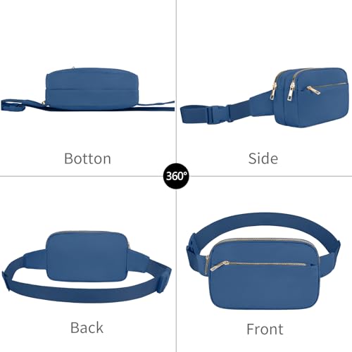 Fashion Fanny Bag-Waist Pack With Adjustable Belt Bag-Unisex Crossbody Pack For Travel Running Hiking-Blue - color: 3-Zipper Blue