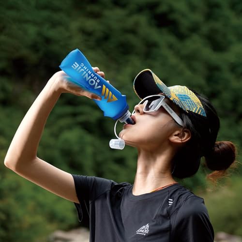 TRIWONDER Soft Flask Collapsible Water Bottles Running Bottle BPA-Free Foldable Handheld Runner Water Flask for Hydration Pack Marathon Hiking Cycling Climbing Travel (01# 500ml - Pack of 2) - color: 500ml/16.9oz - N - Pack of 2
