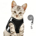 Cat Harness and Leash Set, Adjustable Soft Vest with Reflective Strap - color: black-2, size: Large(chest:16''-20'')