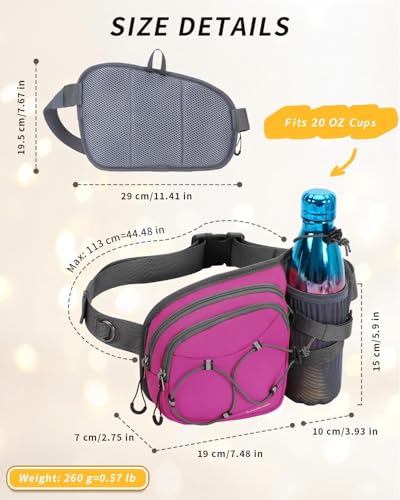 sportsnew Waist Pack with Water Bottle Holder, Fanny Pack for Men Women - color: Deep Pink