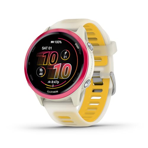 Garmin Forerunner® 570, 42mm, Aluminum, Bone/Mango - color: Raspberry with Bone/Mango, size: 42mm