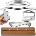 Muscle Scraper Tool Set, 304Stainless Steel IASTM Tools, Scraping Tool Physical Therapy Kit with Carrying Case(5-Piece) - style: GYX COELE-5 set A
